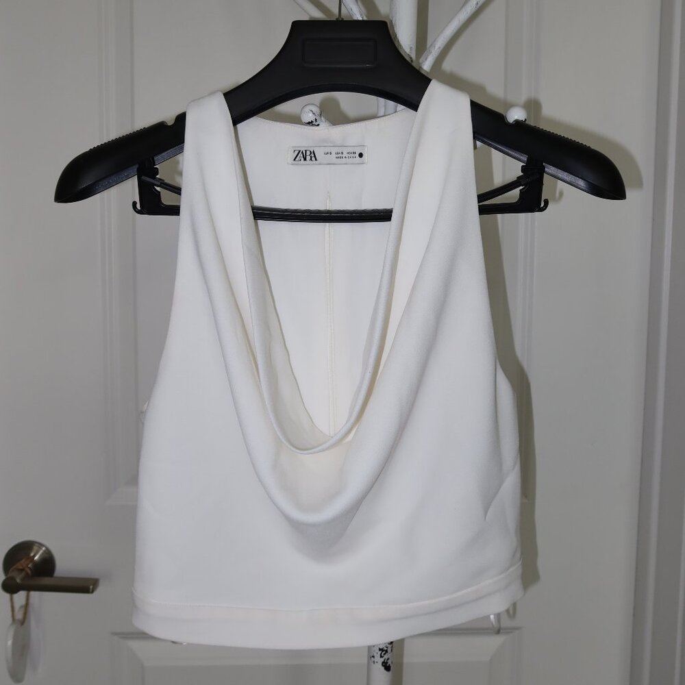 Zara White Cowl Neck Top